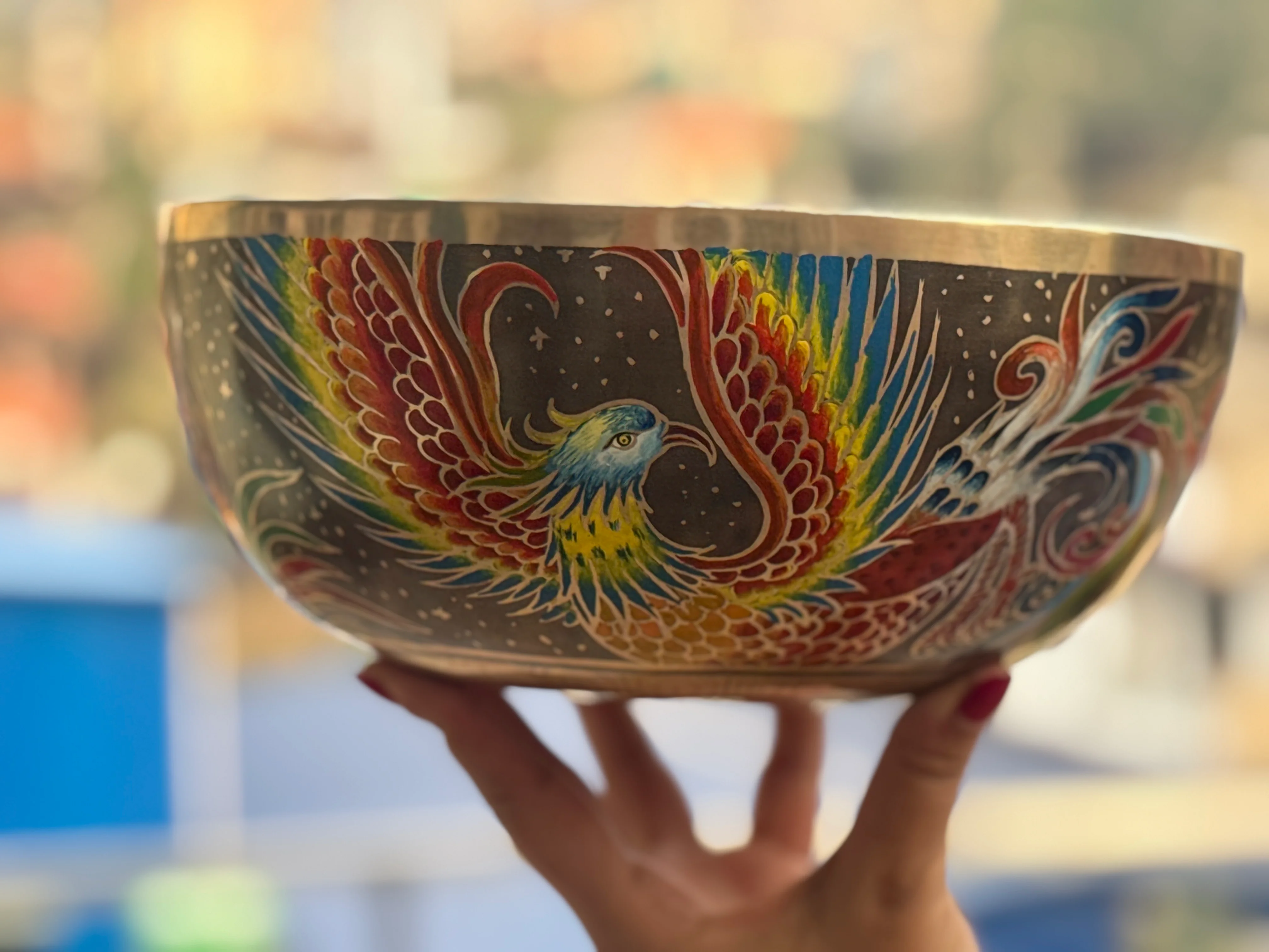 The Dancing Water Bowl I 9 Inch Hand-Painted Singing Bowl I Limited Edition Run. - Image 2