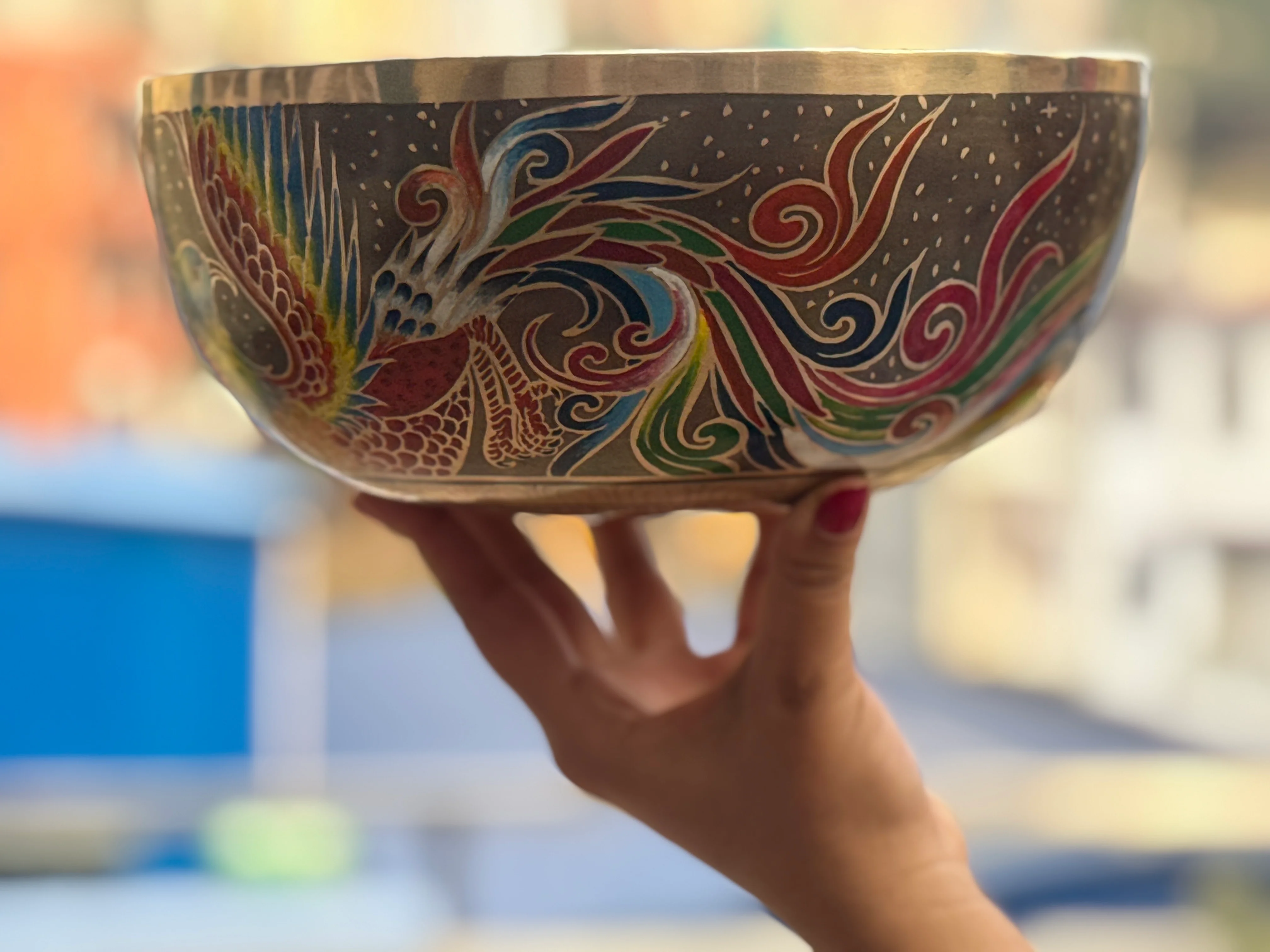 The Dancing Water Bowl I 9 Inch Hand-Painted Singing Bowl I Limited Edition Run. - Image 7
