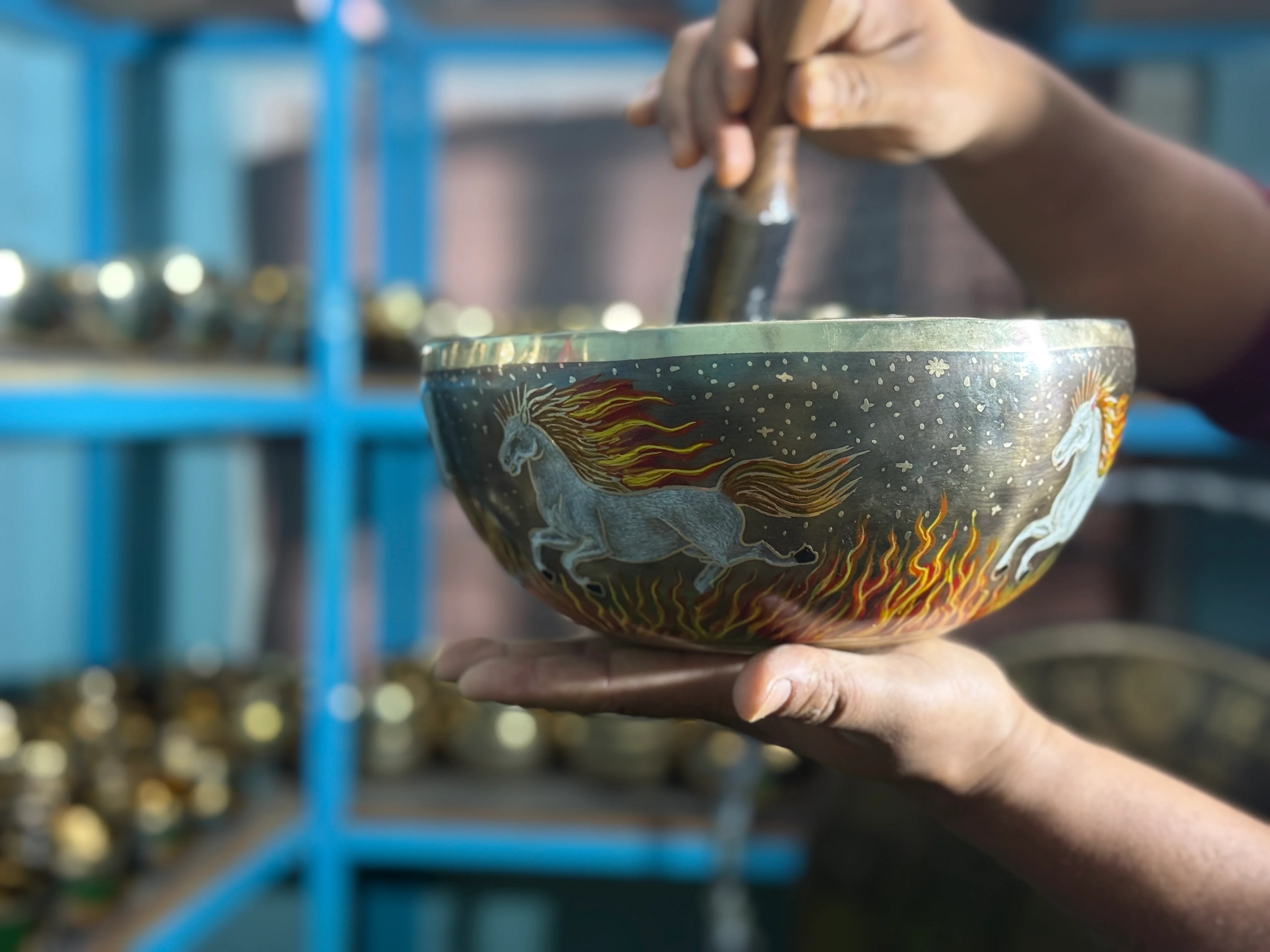 The Fire Horse. 8.5 Inch Hand-Painted Singing Bowl. Limited Edition Run - Image 3