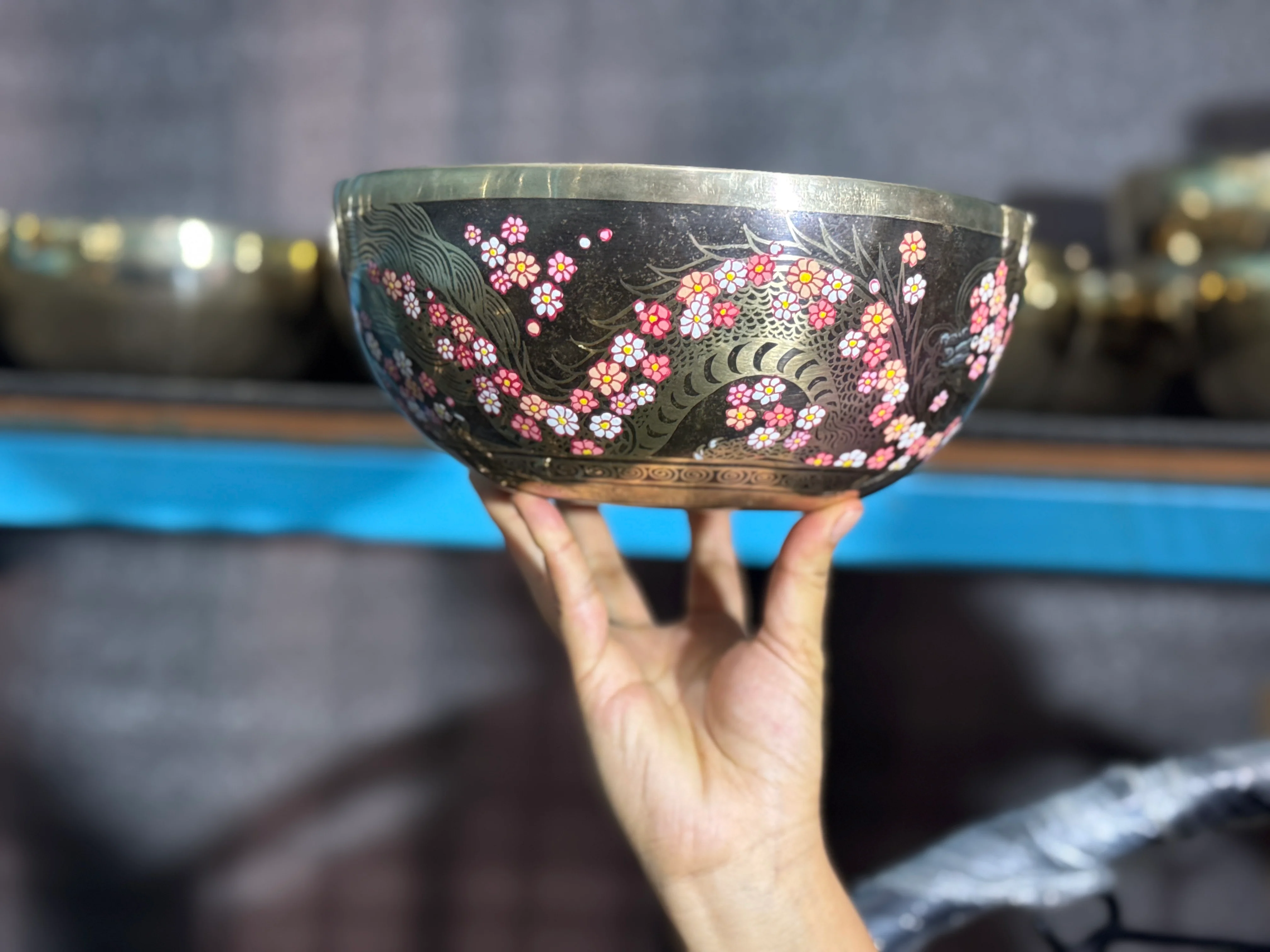 The Flower Dragon. 9 Inch Hand-Painted Singing Bowl. Spring Edition - Image 15