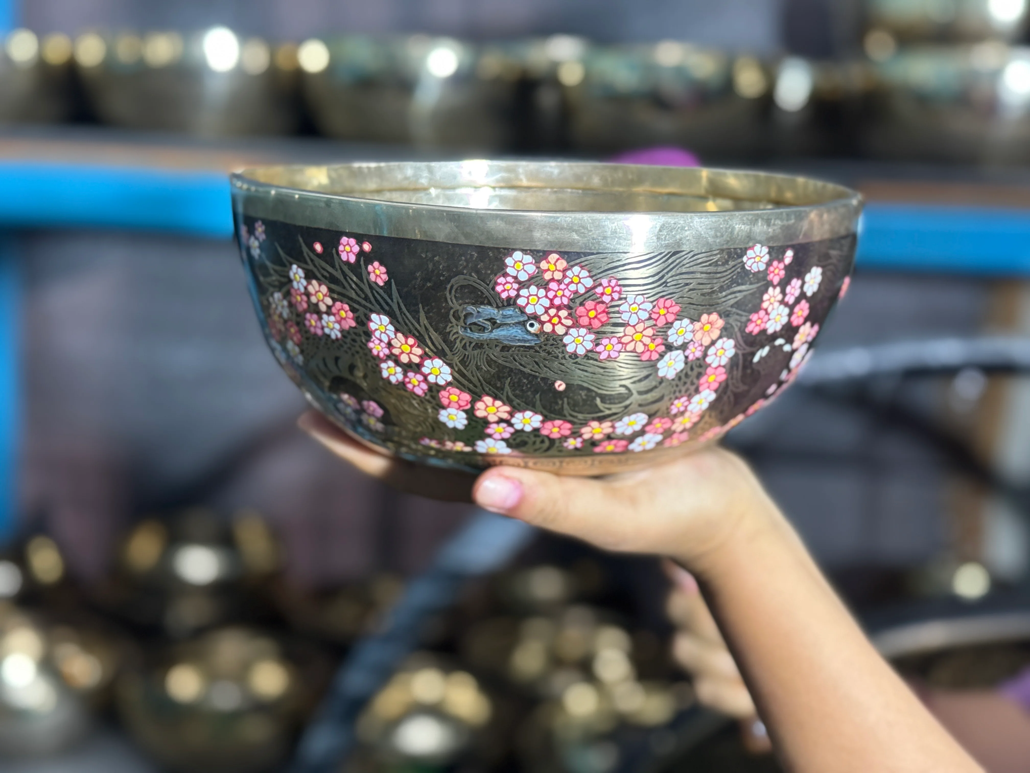 The Flower Dragon. 9 Inch Hand-Painted Singing Bowl. Spring Edition - Image 17