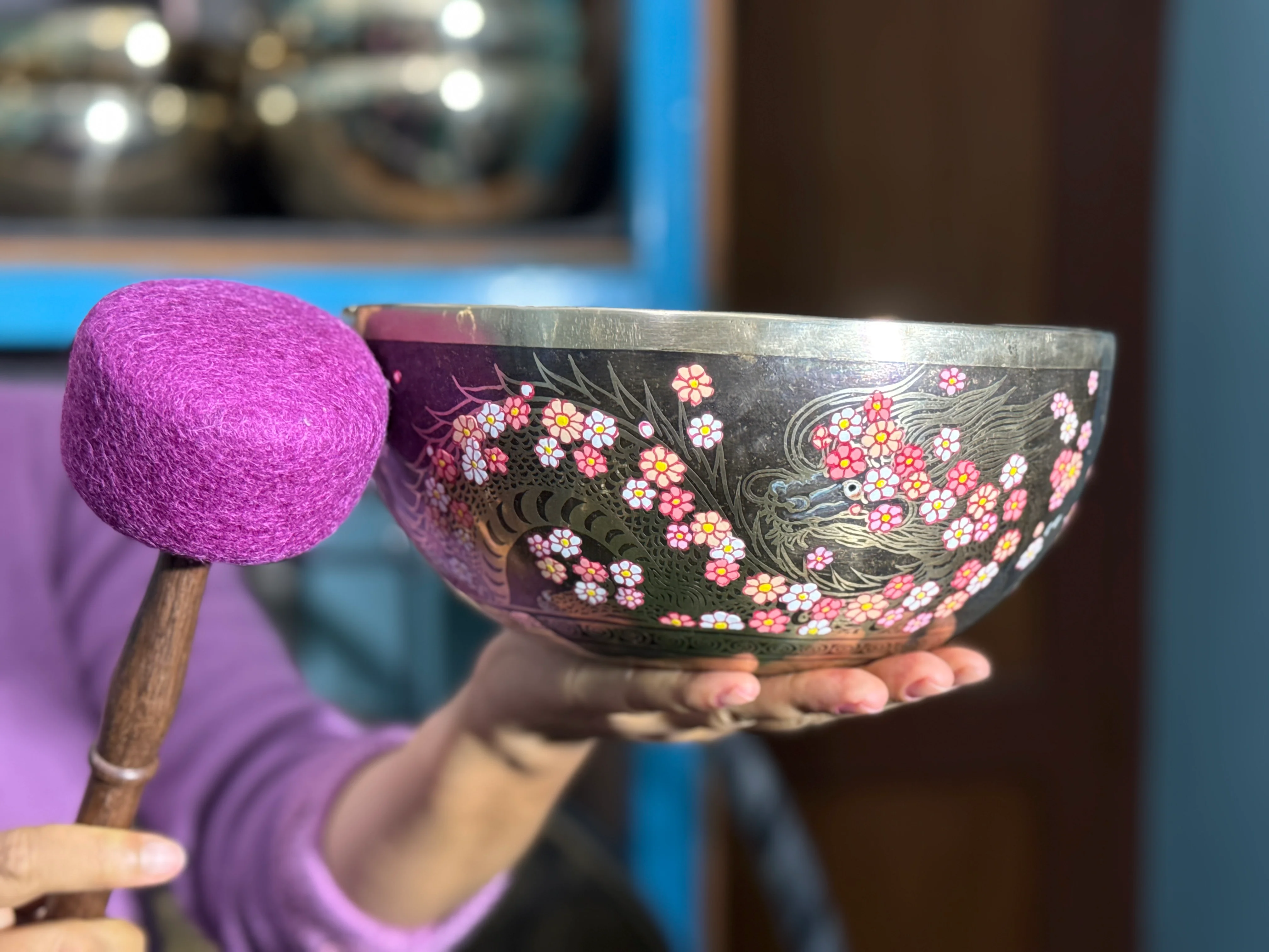 The Flower Dragon. 9 Inch Hand-Painted Singing Bowl. Spring Edition - Image 18