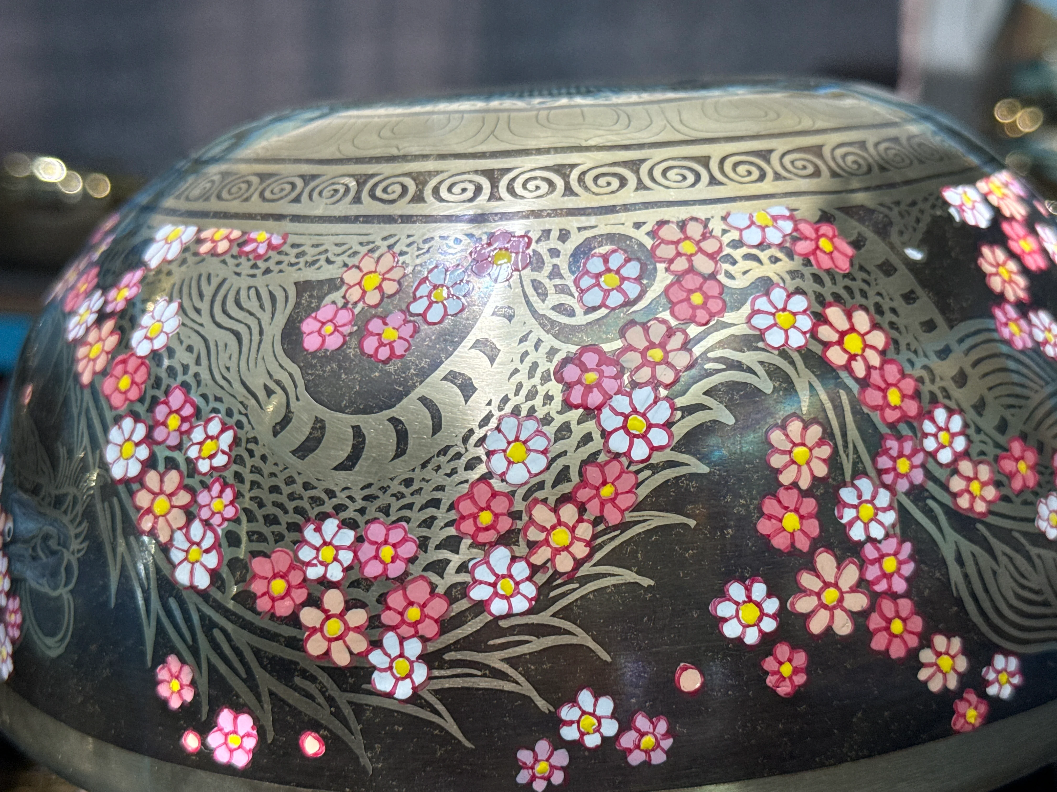 The Flower Dragon. 9 Inch Hand-Painted Singing Bowl. Spring Edition - Image 21