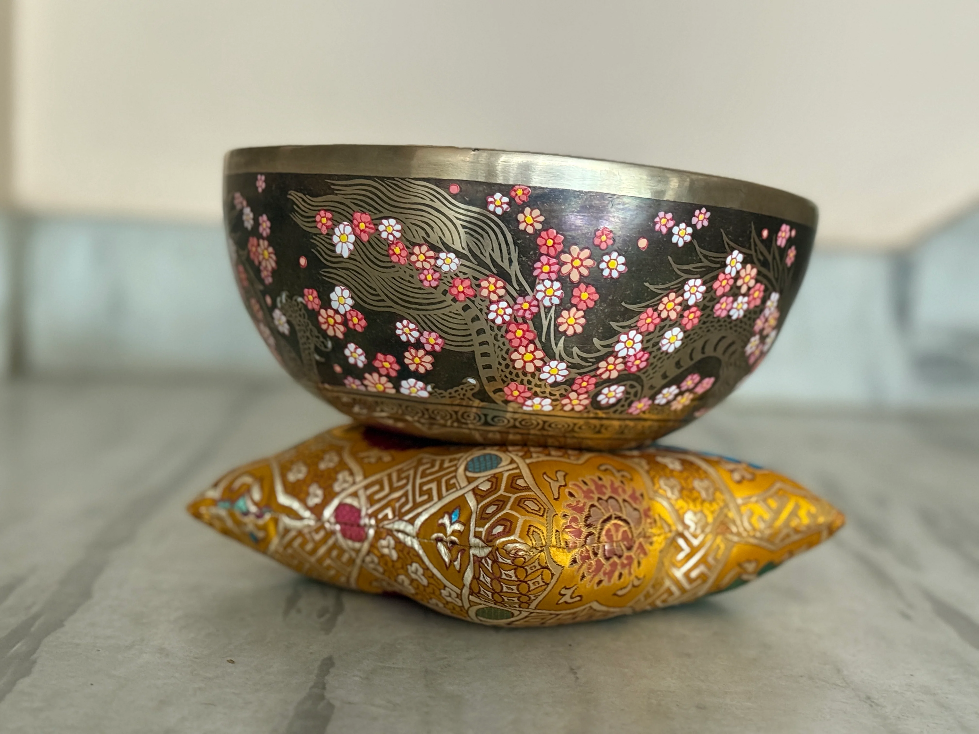 The Flower Dragon. 9 Inch Hand-Painted Singing Bowl. Spring Edition - Image 28