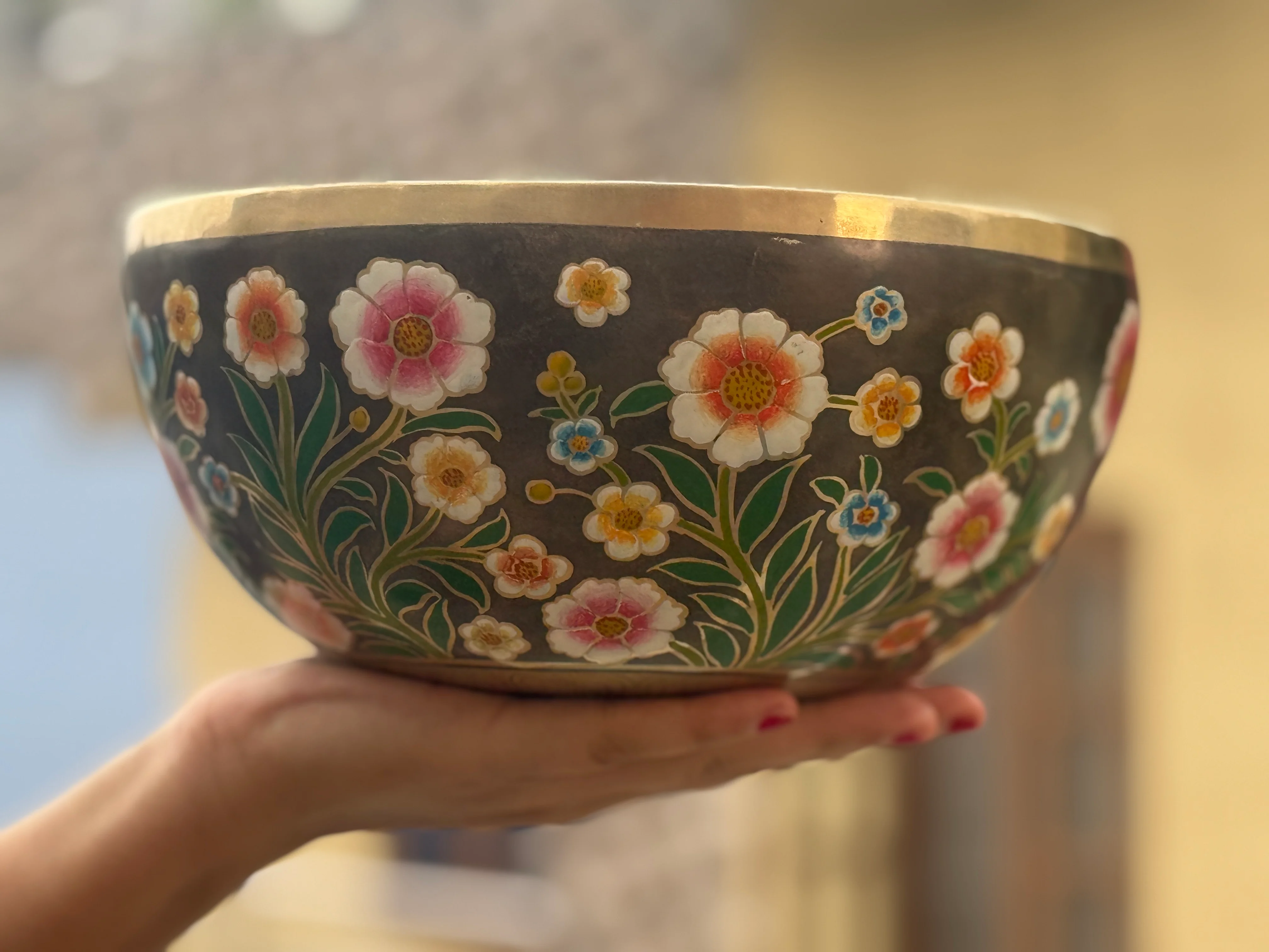 The Meadow Bowl I 9 Inch Hand-Painted Singing Bowl. Limited Edition Run - Image 4